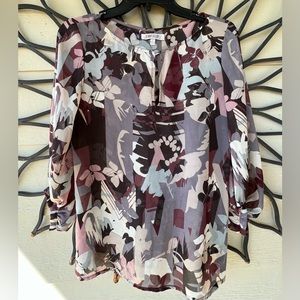 Women’s Jennifer Lopez Floral Sheer 3/4 Sleeve Bouse, small